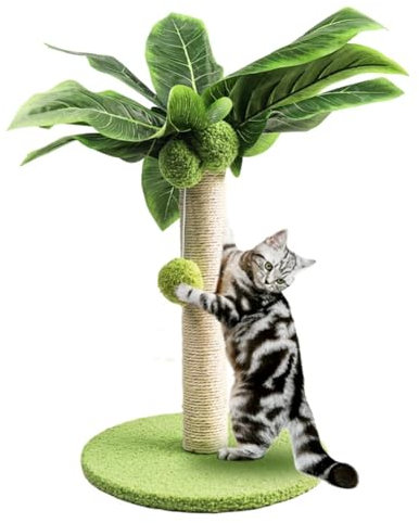 Pawlickio Katzenkratzbaum für Kätzchen, Niedliche Grüne Blätter, Katzenkratzbäume mit Sisalseil, Katzenpfosten für Den Innenbereich, Kratzbäume S