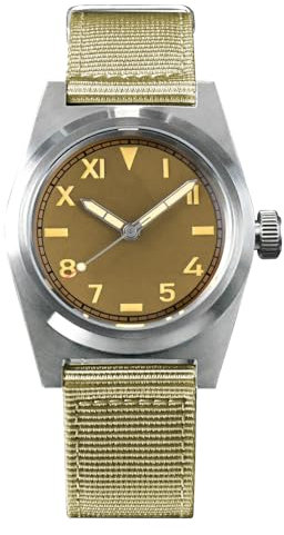 NC San Martin 38mm SN031G Retro-Militäruhren Saphirglas 200M wasserdichte automatische Edelstahl-Taucher-Armbanduhr für Männer (Yellow)