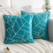 ETOLISHOP 18 x 18 Teal Kissenbezüge Samt Wurf Kissenbezug Türkis und Gold Dekoratives geometrisches Kissen für Sofa Couch Wohnzimmer
