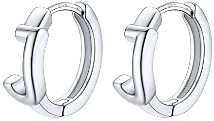Bestyle Ohrringe für Damen mit Buchstabe J Huggie Hoop Initial Creolen Silber Damen Alphabete Ohr Piercing für Geburtstag Valentinstag Valentinstag