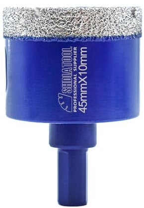 SHDIATOOL Forets Diamant 45mm Scie Cloche à Tige Triangulaire pour Porcelaine Céramique Carrelage Granit Marbre