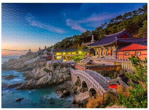 Beautiful Sunrise Haedong Yongongs Temple Busan Korea - Premium 1000 Teile Puzzle für Erwachsene