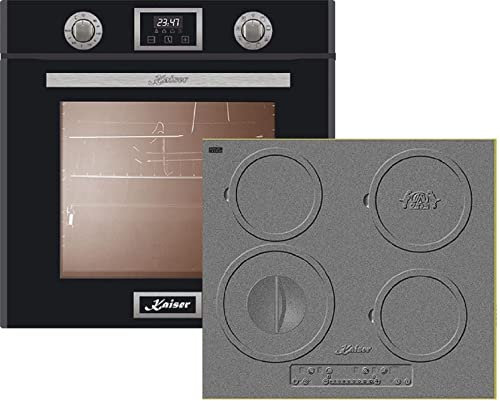 Kaiser Küchengeräte Elektro-Herd-Set EH 6326 SP+ KCT 6705 RI, Elektro Einbau Backofen, Autark, 79L, 10 Funktionen + Induktions- Kochfeld 60 cm, Einbau Herd, Design Gusseisen-Kochfeld
