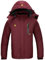 SwissWell Skijacke für Herren Warm Fleece Snowboardjacke Wasserdicht Winterjacke Männer mit Abnehmbarer Kapuze (Rotweint-M)