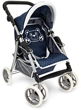 Teorema Giocattoli Passeggino per Bambole Leggero e Pieghevole, Carrozzina per Bambole con Cappotta Regolabile, Cesto Portaoggetti, Struttura in Metallo, Passeggino Giocattolo Bambina Manovrabile, Blu