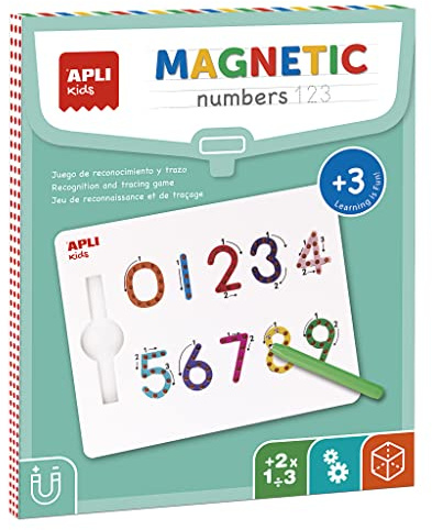 APLI Kids 19264 - Magnetische Lerntafel - Zahlen 123 - Lernen Sie die Zahlen von 0 bis 9 zu schreiben, inklusive Magnetstift