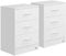 Casaria® Nachttisch 2er Set 54x39x28cm Holz 3 Schubladen Boxspringbett Schlafzimmer Wohnzimmer Beistelltisch Nachtschrank Nachtkästchen Tisch Weiß