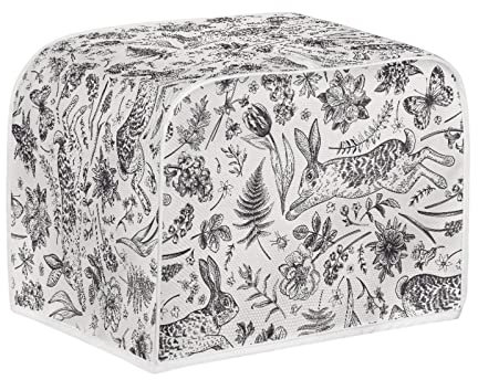 Kuiaobaty Countryside Rabbits Toaster Dust Cover, Bunny Flowers Linen-like Dust-proof Cover Fits for Most Standard 2 & 4 slice Toasters,S