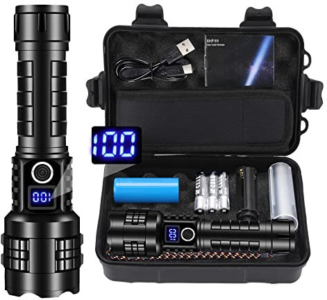 Lampes de poche rechargeables XHP99 haute luminosité 990 000 lumens LED tactiques super lumineuses haute puissance, lampe de poche puissante pour la chasse, la randonnée, la bataille