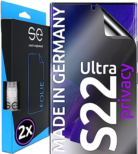 2x se® 3D SCHUTZFOLIE Privacy für Samsung Galaxy S22 Ultra,Blickschutz, 100% Fingerabdruck & FaceID kompatibel, einfache blasenfreie Installation, Ultra-Klar, Stoß-Kratzfest, aus Deutschland