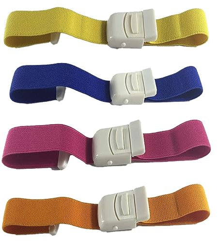 JSKWIKE 4 Pcs Torniquete Médico de Calidad con Hebilla de Liberación Rápida y Banda Elástica de Poliéster sin Látex para Enfermero Matrona Paramédico Flebotomista Estudiante de Medicina y Médico