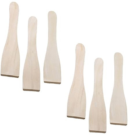 SSRDFU Rascadores de raclette de Madera - 6 Piezas Espátula escobilla de Goma Accesorio de Madera escobilla de Goma espátula Plancha raclette espátula espátula Crepe espátulas espátula