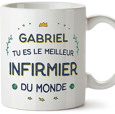 Mugffins Tasses Personnalisables pour INFIRMIER homme - En Français - Cadeau Personalisé- Meilleur du Monde - 11 oz / 330 ml