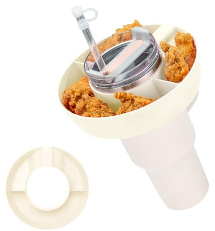 DMTINTA Snack Bowl Compatible with Stanley 30 oz Tumbler with Handle Tumbler Snack Tray Compatible with Stanley Cup 30 oz, Reusable Snack Ring Snack Bowl Cream
