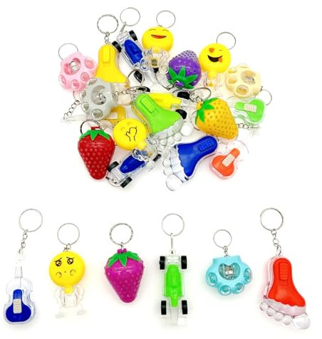 JZK Lot de 24 porte-clés clignotants à LED - Mini jouet lumineux - Pour enfants - Pour fête d'anniversaire d'enfant - Cadeau de fête