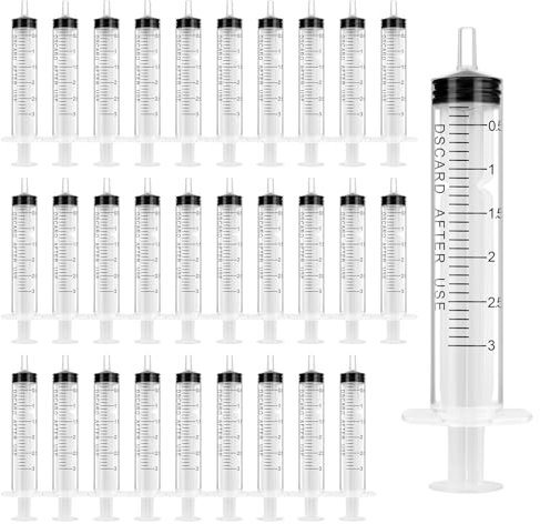 OFFCUP Plastic Syringes, 30pcs No Needle Syringe, 3ml Liquid Measuring Syringe with Luer Slip Tip for Refilling and Measuring Liquids, Scientific Labs Experiment, Feeding Pets (No Needle)