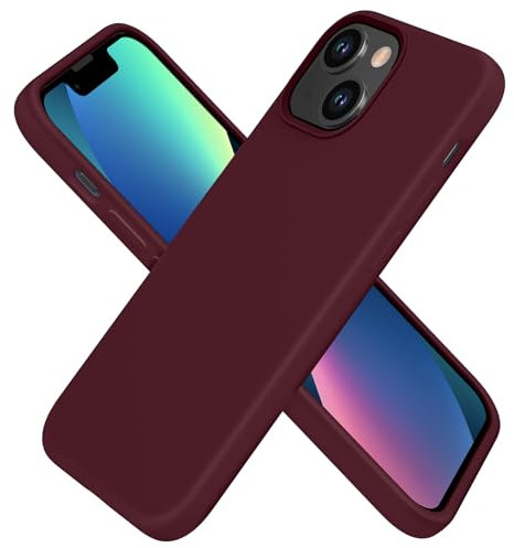 aaaioe Silicone Case Designed for iPhone 13 Mini Case, Ultra Slim Shockproof Protective Liquid Silicone Phone Case with Soft Anti-Scratch Microfiber Lining, 5.4 inch,Wine red