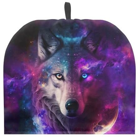 HELLHERO Galaxy Wolf Tea Cozy for Teapot Insulated Tea Kettle Warmer Cover Medium Teapot Cosy Breakfast Teapot Dust Cover Kettle Quilt for Home Kitchen Decor