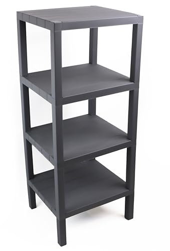 DIVCHI 4 Tier Side End Table Nightstand Coffee Tables Storage Bedside Table Office Living Room Bedroom Small Narrow Space Sofa Table (Grey)
