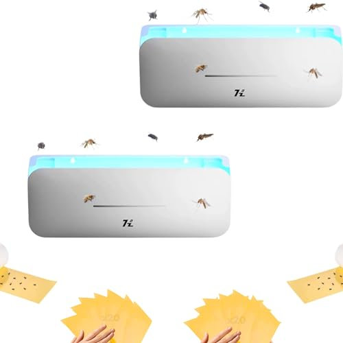 2x Lampada Elettrica per Zanzare da 220 V, Repellente per Insetti, 10 W Power Fly Killer, Luce UV da 365 nm, Senza Sostanze Chimiche, Valida per Uso Interno ed Esterno, 50 m-100 m2.(40 fogli inclusi)