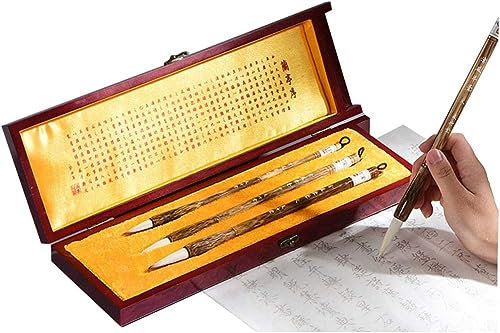 GKIRQVPE calligraphy pens, Set mit 3 chinesischen Kalligrafie-Schriftzügen, Hanzi oder japanischem Sumi-Schreibpinsel, Zeichenpinsel, Stift, Aquarellpinsel for Anfänger (Schafhaar)