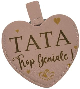 Créa03 Miroir de Poche Coeur Tata trop géniale idée Cadeau Anniversaire, Noël, fête, Soeur, Marraine