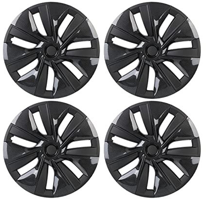 19-Zoll-Radkappenabdeckungen, kompatibel for Tesla Model 3 Y 2022 2018–2021, Radabdeckung, 4 Stück, Auto-Ersatz, vollständige Radkappe, Auto-Außenzubehör(Black Carbon(4pcs))