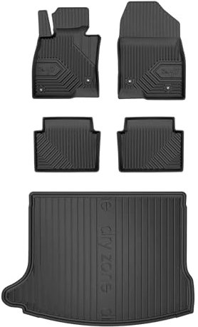 MOTOS Satz Gummifußmatten und Kofferraummatten passend für Mazda 3 III 2013-2018 Hatchback, unterer Laderaumboden Verbessern Sie Ihren Reisekomfort mit Antirutschmatte Auto 3D- Allwetter fußmatten Aut