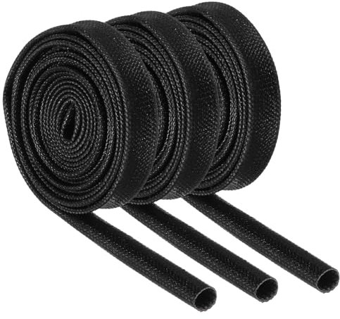 QUARKZMAN 3pz Guaina Antincendio Treccia Isolante per Cavi, 3.28Ft- 3mm ID Nero, Guaina Fibre Vetro Rivestita Silicone Alta Temperatura per Linee Tubi per Automobili e Cablaggi Elettrici