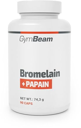GymBeam Bromelain Papain (Kapseln) – Proteolytische Aktivität, pflanzliche Verdauungsenzyme, Bromelain 1800 GDU, Papain 120 TU, Ergänzung für einen gesunden Lebensstil, 90 Kapseln