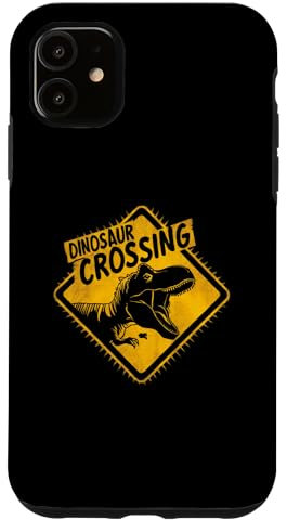iPhone 11 Dinosaur Crossing Sign Funny Case