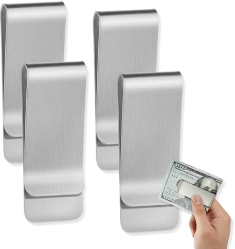 UYVPAER 4 Piezas Clip De Dinero De Metal, Pinzas Para Billetes De Acero Inoxidable Para Hombres Efectivos De Tarjeta De Crédito Paper Documentos (Plata)