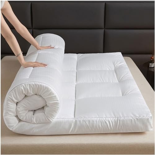 Bodenmatratze Futon Verdickte Tatami Matte Klappmatratze, dicke Futonmatratze, gerollte Schlafkissen, traditionelle japanische Tatami-Matte for Hotel-Studentenwohnheime, 10 cm Matratzen(White,150*200c