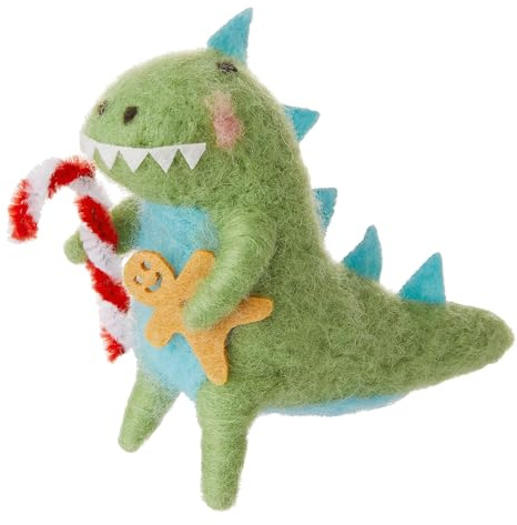 BUTLERS Hang ON Dino Candy Cane Baumanhänger 10 cm Wollfilz | lustiger Christbaumschmuck | originelle Weihnachtsbaumkugel | Weihnachtsdeko für Baum & Zweige