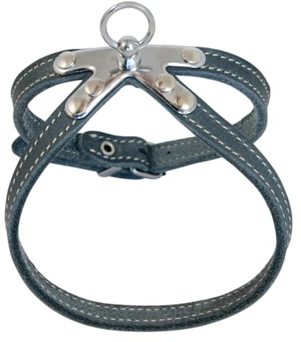 JACK AND VANILLA, Robustes Ledergeschirr für Tiere, individuelle Passform, Elegantes Design, verstärkte Sicherheit, ideal zum Spazierengehen, Maße 10 x 50 cm, grau, Modell