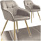 tectake® Samt Stuhl, Esszimmerstuhl mit Stepp Samtstoff, Küchenstühle modern, gemütlicher Sessel Wohnzimmer, Armlehnstuhl Esszimmer, Dining Lounge, Schminktisch Stuhl - Taupe/Gold, 2er Set