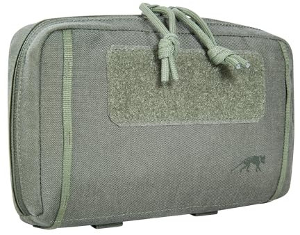 Tasmanian Tiger TT Tac Organizer Pro IRR Zusatz-Tasche für Plattenträger mit Handy-Halterung, vielen Fächern und Dokumenten-Tasche, Molle-kompatibel; Steingrau-Oliv IRR