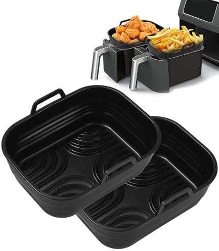 2 Piezas Molde Silicona Freidora de Aire,para Ninja Double Stack XL Freidora 9.5L SL400UK,Air Fryer Accesorios para Foodi Max Dual Zone AF400EU AF300EU,Moldes de Silicona para Freidora Aire