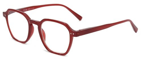 NEW VISION Gafas Presbicia Mujer, Gafas Luz Azul, Gafas De Lectura, Protección UV400, NV4334B (Rojo, 2 Dioptrien)