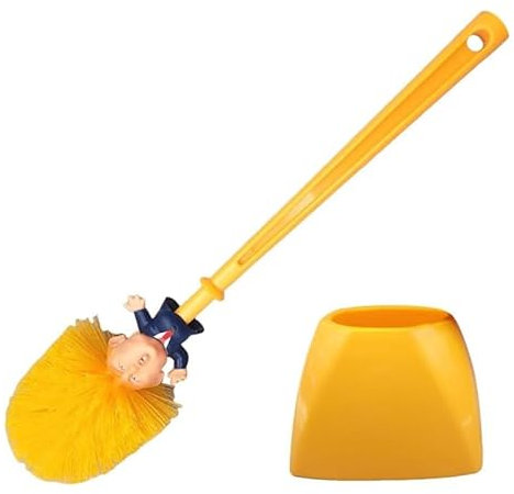 Donald Trump Toilet Brush with Holder Set Cleaning Brush Bathroom Funny Present (A)