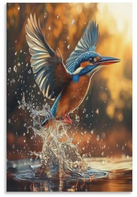 ChengzeTCo Eisvogel Wandbild Leinwand Gemälde Wohnzimmer Deko Wand Poster Kunstdruck Für Bauernhaus Schlafzimmer Wohnzimmer Dekor 12x18inch(30x45cm)