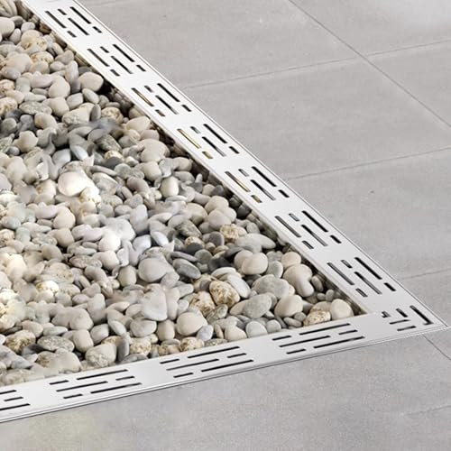 Entwässerungsrinne Regenrinne Rechtwinkliger Grabenablauf/T-Kanal-Ablaufecke 90 Grad, T-Ablaufrinne breit 35 50 70 100 150 mm für Hof, Garten, Terrasse, Deckanschluss, Entwässerungsrinne(Silver 90°,5x