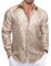 Ailisus Champagne Men's Silk Shirts Long Sleeve Paisley Button Down Dress Shirt Woven Floral Western Casual Tops for Party Prom Wedding