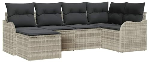 vidaXL Gartensofa-Set Hellgrau Poly-Rattan