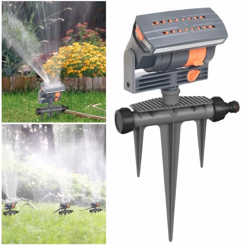 Naturezhen Aspersor Oscilante Ajustable con 4 Modos de Riego | 16 Boquillas, Cobertura de 400-600 Pies Cuadrados, para Jardín, Césped, Parque y Plantas
