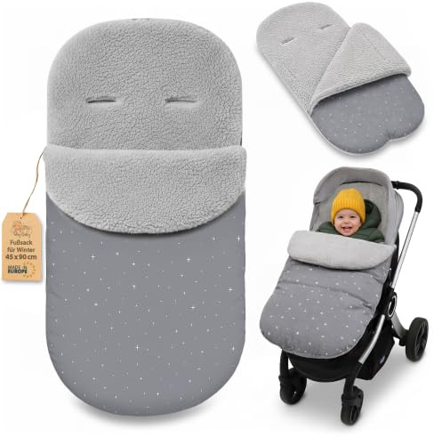 Winterfußsack Kinderwagen 90x45 cm aus Boucle: 90x45 cm – Fußsack Buggy kuschelweich gefüttert mit universeller Passform – waschbar 30 Grad windabweisend Baby Kleinkind Oeko-Tex Galaxie