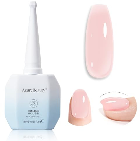 AZUREBEAUTY Builder Nail Gel, 18 ML Rose Blush Builder Gel for Nails, 30-Day Nail Strengthener Extension Glue, For Home Salon DIY