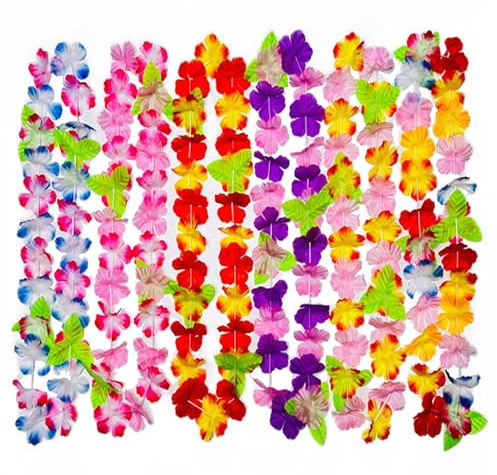 YOOSI 30 Pièces Collier Fleurs Hawaien, Hawaiian Fleurs Guirlande Thème Décorations de Fête pour Mariage de Plage Hawaiian Party Carnaval Décorations
