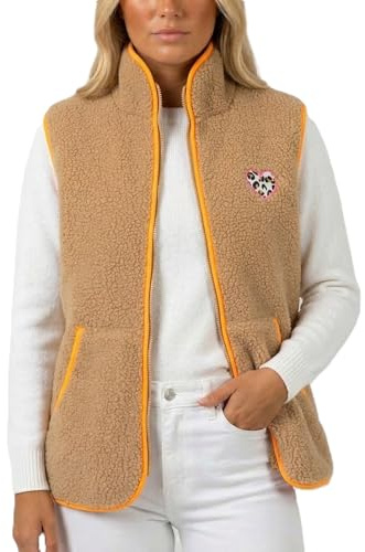 Zwillingsherz Damen Weste - Flauschiges Teddyfleece - Kuschelige Weste in modernem Stil