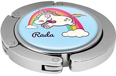Taschenhalter Verrücktes Einhorn Personalisiert mit Namen Rada printplanet Chrom
